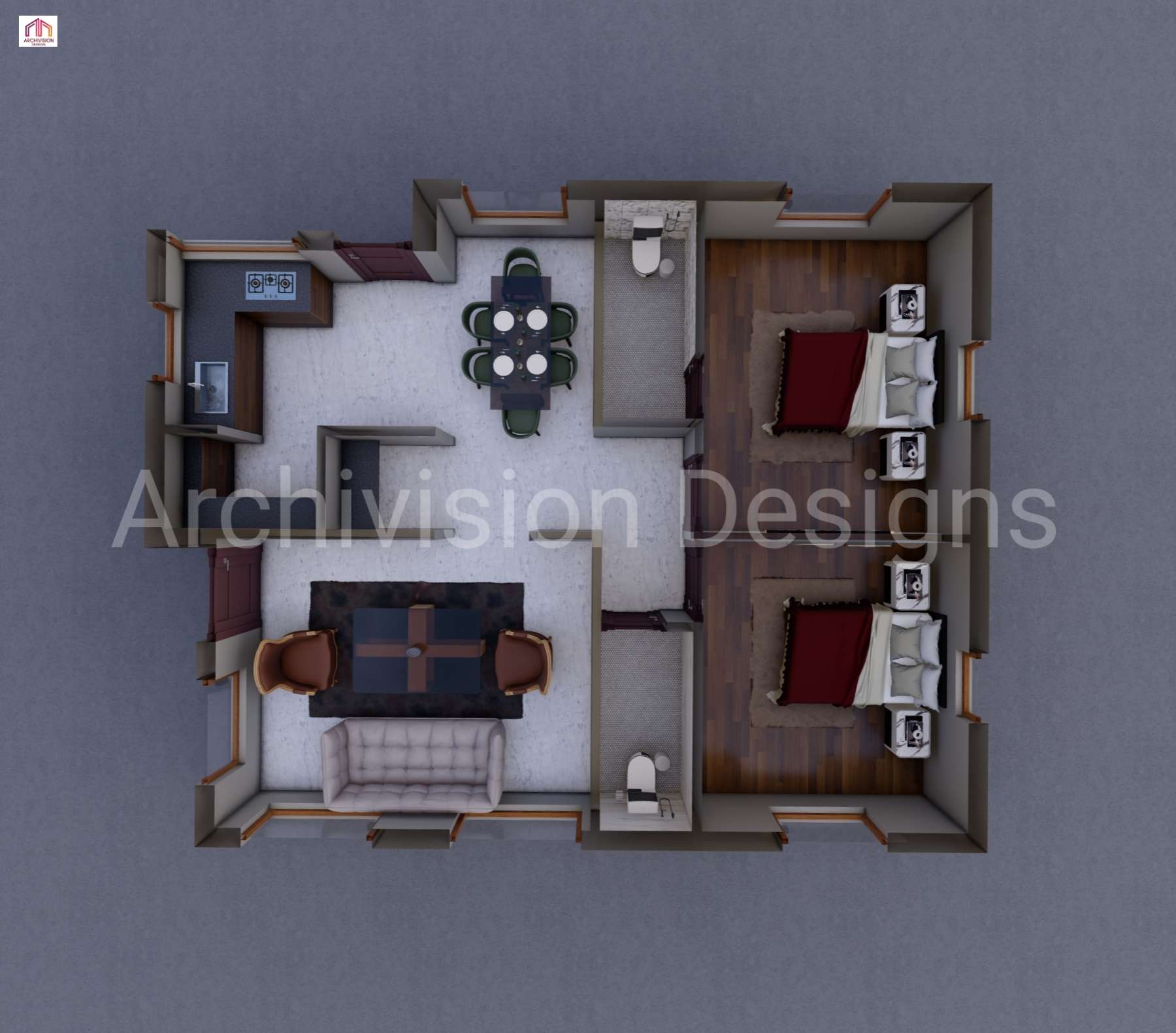 3D Floor Plan 30'x40'