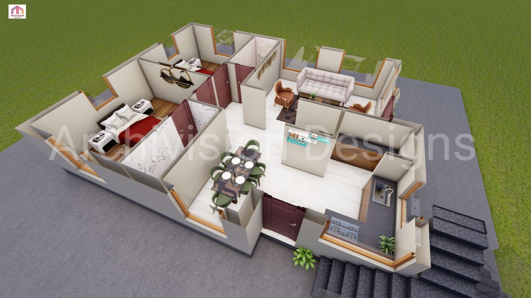 3D Floor Plan 30'x40'
